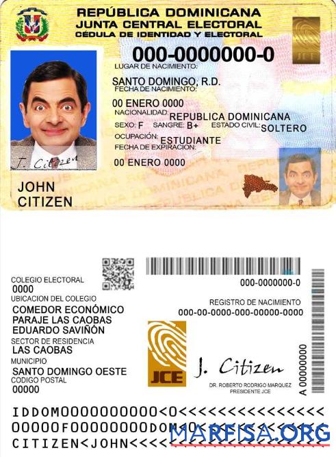 Blank Dominican Republic ID real example